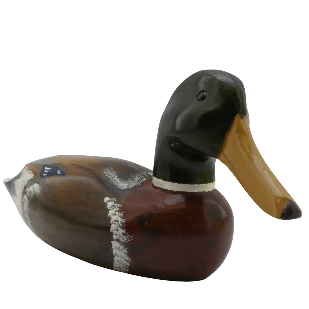 Vintage Wooden Mallard Duck Decoy Figure Hand Painted Rustic Cabin Lodge Decor